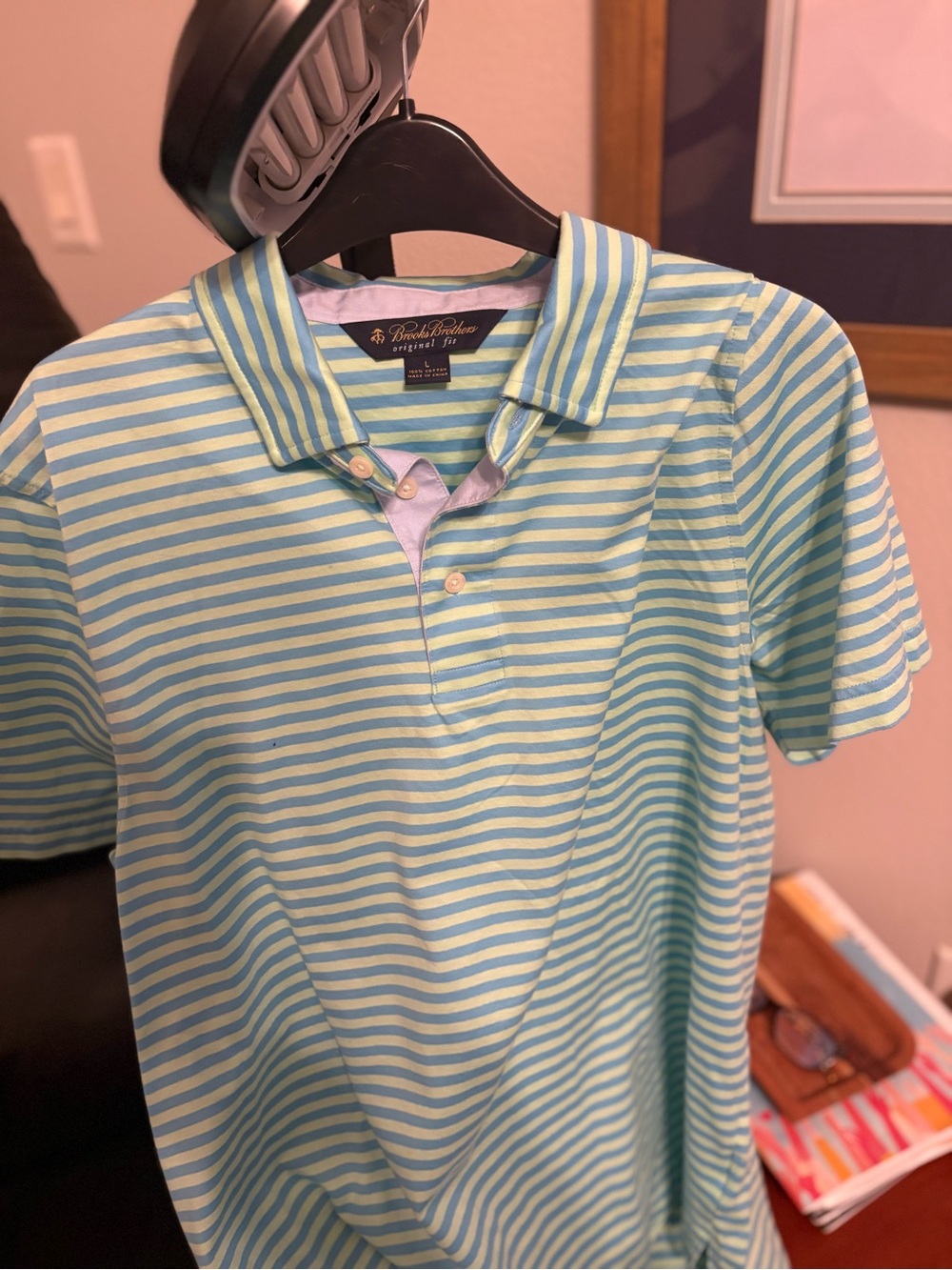 Brooks Brothers Striped Polo in Aqua & Light Green